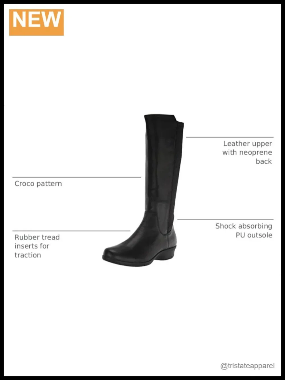 Women's Knee High Boots Leather Snow Boots Wedge Heel Zip